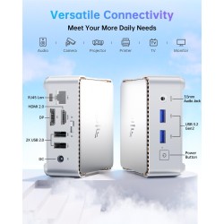 NiPoGi Essenx E2 Mini PC W-11 Pro, Ιntel Alder Lake-Ν95(jusqu'à 3,4 GHz), 16 Go DDR4 256 Go M.2 SSD Mini Ordinateur de Bureau, D