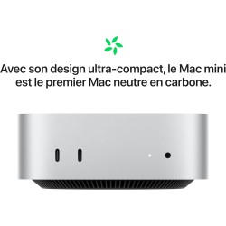 Apple Mac Mini Ordinateur de Bureau avec Puce M4, CPU 10 cœurs et GPU 10 cœurs : Conçu pour Apple Intelligence, 16Go de mémoire 