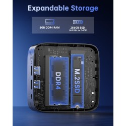 NiPoGi Essenx E1 Mini PC W-11 Pro Ιntel Alder Lake N95 (Max 3,4 GHz) 16Go DDR4+256 Go SSD, Ordinateur de Bureau Dual Display 4K@