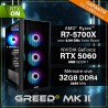 Greed® MK2 - High End PC Gamer - AMD Ryzen 7 5700X + Nvidia Geforce RTX 5060 - Ordinateur RGB Ultra Rapide + PC Gaming 4K Raytra