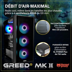Greed® MK2 - High End PC Gamer - AMD Ryzen 7 5700X + Nvidia Geforce RTX 5060 - Ordinateur RGB Ultra Rapide + PC Gaming 4K Raytra