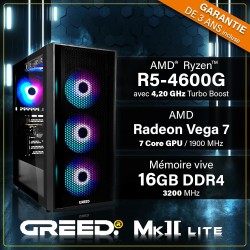 Greed®MK2 Lite - High End PC Gamer - AMD Ryzen 5 4600G + Radeon Vega 7 - Ordinateur RGB Ultra Rapide + PC Gaming 4K Raytracing a