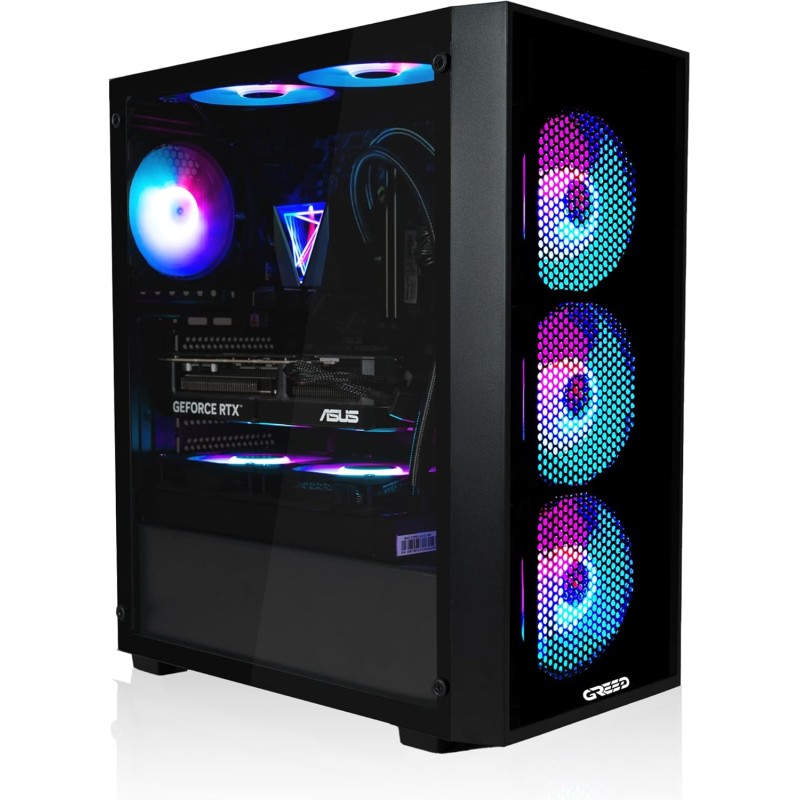 Greed® MK2 Pro - High End PC Gamer - AMD Ryzen 7 5700X + Nvidia Geforce RTX 5070 12GB - Ordinateur Rapide + PC Gaming 4K - 4.6 G