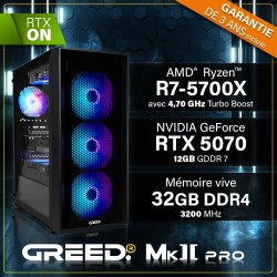 Greed® MK2 Pro - High End PC Gamer - AMD Ryzen 7 5700X + Nvidia Geforce RTX 5070 12GB - Ordinateur Rapide + PC Gaming 4K - 4.6 G