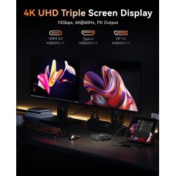 NiPoGi E3B Mini PC AMD Ryzen 7 5825U 16 Go DDR4 / 512 Go SSD Micro Ordinateur Bureau, Graphique Radeon RX Vega 8, DP + HDMI 4K, 