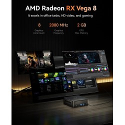 NiPoGi E3B Mini PC AMD Ryzen 7 5825U 16 Go DDR4 / 512 Go SSD Micro Ordinateur Bureau, Graphique Radeon RX Vega 8, DP + HDMI 4K, 