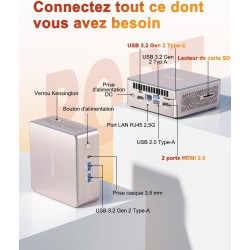 GEEKOM Mini PC A5 2025 Edition avec AMD Ryzen 5 7430U, Silencieux NUC Mini Ordinateur de Bureau avec Graphiques AMD Radeon, 16Go