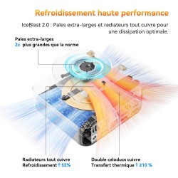 GEEKOM A6 Mini PC avec AMD Ryzen 7 6800H (jusqu'à 4,7 GHz), Radeon 680M, 16 Go DDR5 512 Go SSD, USB4, 4K Quad Display, Wi-FI 6E,
