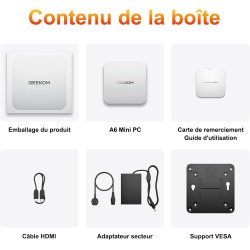 GEEKOM A6 Mini PC avec AMD Ryzen 7 6800H (jusqu'à 4,7 GHz), Radeon 680M, 16 Go DDR5 512 Go SSD, USB4, 4K Quad Display, Wi-FI 6E,