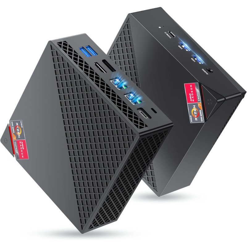 NiPoGi AM06 Pro Mini PC 32Go DDR4 RAM, АMD Ryzen 7 5825U(8C/16T, jusqu'à 4,5 GHz), 512Go M.2 SSD Mini Ordinateur de Bureau WiFi 