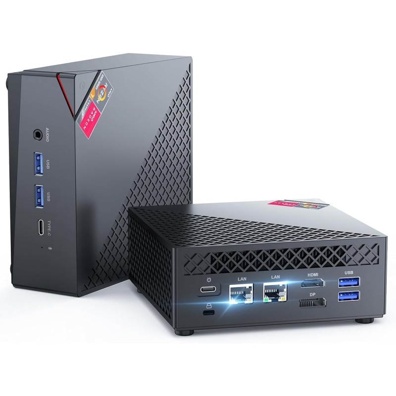 NiPoGi AM06 Pro Mini PC, АMD Ryzen 7 5825U(8C/16T, 4,50 GHz), 16Go DDR4 512Go M.2 SSD Mini Ordinateur de Bureau, AMD Radeon Grap