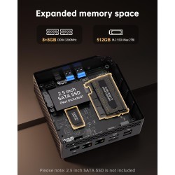 NiPoGi AM06 Pro Mini PC, АMD Ryzen 7 5825U(8C/16T, 4,50 GHz), 16Go DDR4 512Go M.2 SSD Mini Ordinateur de Bureau, AMD Radeon Grap