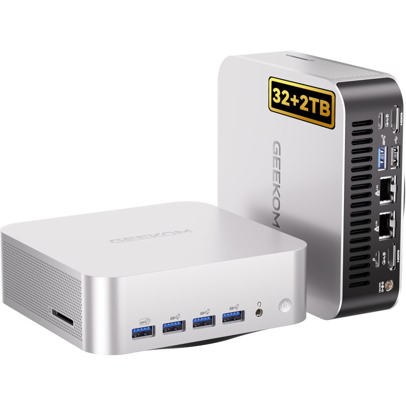 GEEKOM A9 Max Mini PC avec AMD Ryzen AI 9 HX 470 (12C/24T, Jusqu’à 5,2 GHz) AMD Radeon 890M, 32 Go DDR5 2To SSD, Double LAN 2,5 