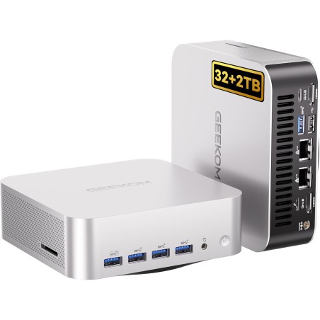 GEEKOM A9 Max Mini PC avec AMD Ryzen AI 9 HX 470 (12C/24T, Jusqu’à 5,2 GHz) AMD Radeon 890M, 32 Go DDR5 2To SSD, Double LAN 2,5 