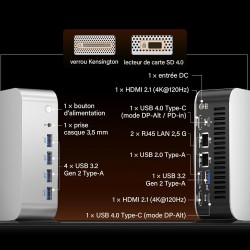 GEEKOM A9 Max Mini PC avec AMD Ryzen AI 9 HX 470 (12C/24T, Jusqu’à 5,2 GHz) AMD Radeon 890M, 32 Go DDR5 2To SSD, Double LAN 2,5 