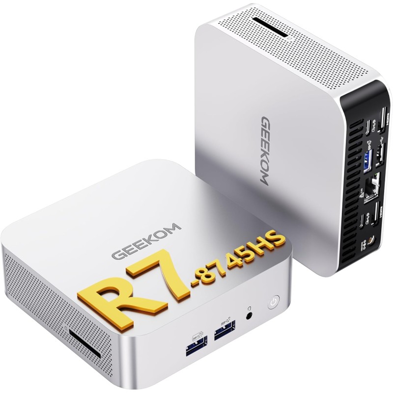 GEEKOM A8 Mini PC avec AMD Ryzen 7 8745HS, 32 Go DDR5 1To SSD, 6X USB | Affichage 8K | Windows 11 Pro | Mini Computer Compact av