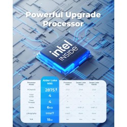 NiPoGi AK1 Plus Mini PC 8 Go DDR4/256 Go SSD, Alder Lake N95 (jusqu'à 3.4GHz), Ordinateur de Bureau, SSD 2.5'', 4K @60HZ HD Dual