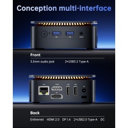 NiPoGi Essenx E1 Mini PC W-11 Pro Intel Alder Lake N95(4C/4T, Max 3,4 GHz) 16Go RAM 512Go M.2 SSD, Ordinateur de Bureau 4K@60HZ 