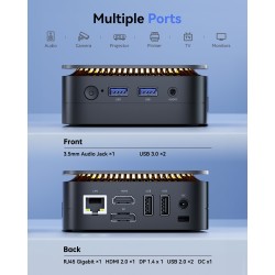 NiPoGi Pinova P1 Mini PC AΜD Ryzen 4300U W11 Pro(4C/4T,Max 3,7GHz,Mieux Que 3500U/N150/N97) 8Go DDR4 RAM+256Go SSD,4K@60Hz Tripl