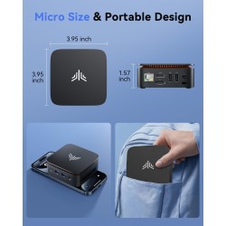 NiPoGi Pinova P1 Mini PC AΜD Ryzen 4300U W11 Pro(4C/4T,Max 3,7GHz,Mieux Que 3500U/N150/N97) 8Go DDR4 RAM+256Go SSD,4K@60Hz Tripl