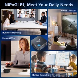 NiPoGi Essenx E1 Mini PC W-11 Pro Ιntel Alder Lake N95 (Max 3,4 GHz) 16Go DDR4+512 Go SSD, Tour PC/Gigabit Ethernet/2.4+5G WiFi/