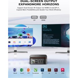 Acemagician mini pc, alder lake-n ν95 jusqu'à 3,4 ghz,16 go ddr4 512 go m.2 ssd micro ordinateur de bureau, 4k uhd, wlan, bleuto