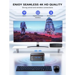 Acemagician mini pc, alder lake-n ν95 jusqu'à 3,4 ghz,16 go ddr4 512 go m.2 ssd micro ordinateur de bureau, 4k uhd, wlan, bleuto