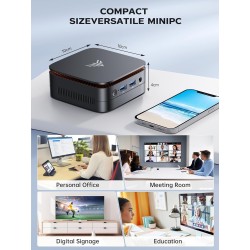 Acemagician mini pc, alder lake-n ν95 jusqu'à 3,4 ghz,16 go ddr4 512 go m.2 ssd micro ordinateur de bureau, 4k uhd, wlan, bleuto