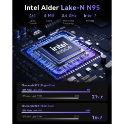 ACEMAGICIAN Vista Mini V1 Mini PC,Ιntel Alder Lake-Ν95(jusqu'à 3,4 GHz),16Go DDR4 1To SSD, Шin11 Pro Micro Ordinateur de Bureau 