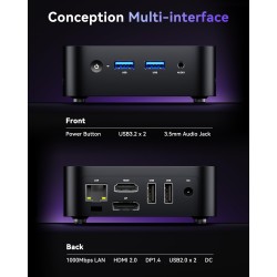 ACEMAGICIAN Vista Mini V1 Mini PC,Ιntel Alder Lake-Ν95(jusqu'à 3,4 GHz),16Go DDR4 1To SSD, Шin11 Pro Micro Ordinateur de Bureau 
