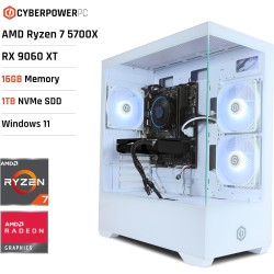 Cyberpowerpc wyvern gaming pc - amd ryzen 7 5700x, amd radeon rx 9060 xt 8gb, 16gb ram, 1tb nvme ssd, 650w 80+ psu, wi-fi, windo