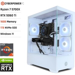Cyberpowerpc wyvern gaming pc - amd ryzen 7 5700x, nvidia rtx 5060 ti 8gb, 16gb ram, 1tb nvme ssd, 650w 80+ psu, wi-fi, windows 