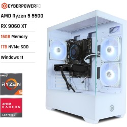 Cyberpowerpc wyvern gaming pc - amd ryzen 5 5500, amd radeon rx 9060 xt 8gb, 16gb ram, 1tb nvme ssd, 650w 80+ psu, wi-fi, window