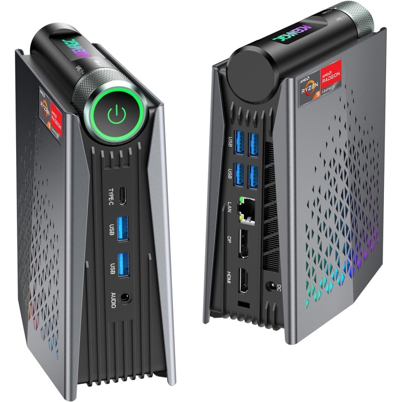 ACEMAGICIAN Mini PC AMD Ryzen 9 6900HX (8C/16T, jusqu'à 4,9 GHz),16 Go DDR5 512 Go SSD, AMD Radeon RX 680M RGB Micro Ordinateur 