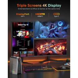 ACEMAGICIAN Mini PC AMD Ryzen 9 6900HX (8C/16T, jusqu'à 4,9 GHz),16 Go DDR5 512 Go SSD, AMD Radeon RX 680M RGB Micro Ordinateur 