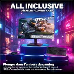 PC Gaming - Kit Complet avec AMD Ryzen 7 5700G | Vega 8 | 32 Go DDR4 RAM | SSD 1 to | Watercooling | Moniteur/Ecran 25 Pouces | 