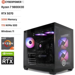 CyberpowerPC Luxe PC Gamer - AMD Ryzen 7 9800X3D, Nvidia RTX 5070 12Go, RAM 32Go, SSD NVMe 1To, 650W 80+ PSU, Wi-FI, Refroidisse