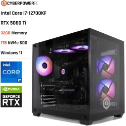 CyberpowerPC Luxe PC Gamer - Intel Core i7-12700KF, Nvidia RTX 5060 Ti 8GB, RAM 32Go, SSD NVMe 1To, 650W 80+ PSU, Wi-FI, Refroid