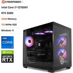 CyberpowerPC Luxe PC Gamer - Intel Core i7-12700KF, Nvidia RTX 5080 16Go, RAM 32Go, SSD NVMe 1To, 850W 80+ PSU, Wi-FI, Refroidis