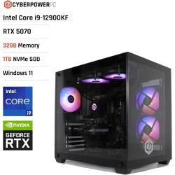CyberpowerPC Luxe PC Gamer - Intel Core i9-12900KF, Nvidia RTX 5070 12Go, RAM 32Go, SSD NVMe 1To, 750W 80+ PSU, Wi-FI, Refroidis