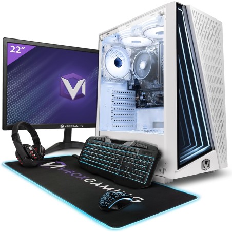VIBOX I-34 PC Gamer Complet • 22" Écran • AMD Ryzen 3 3200G 4,0 GHz • Radeon Vega 8 • 16 Go RAM • 480 Go SSD • Windows 11 • WiFi