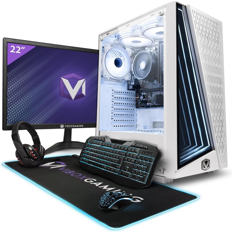 VIBOX VI-67 PC Gamer Complet • 22" Écran • AMD Ryzen 3 3200G 4,0 GHz • Radeon Vega 8 • 16 Go RAM • 500 Go NVMe M.2 SSD • Windows
