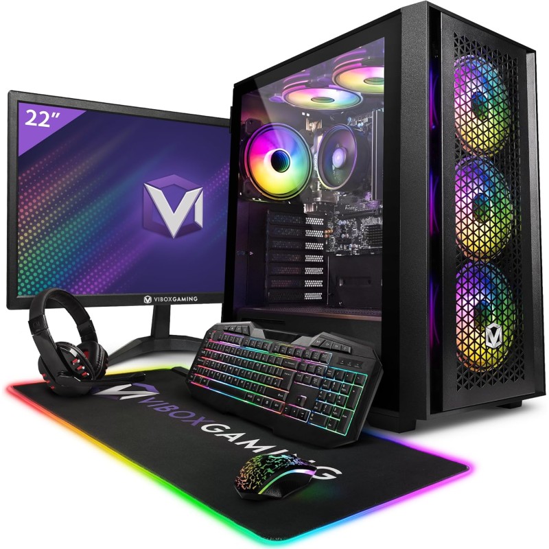VIBOX I-20 PC Gamer Complet • 22" Écran • AMD Ryzen 3 3200G 4,0 GHz • Radeon Vega 8 • 16 Go RAM • 500 Go NVMe M.2 SSD • Windows 