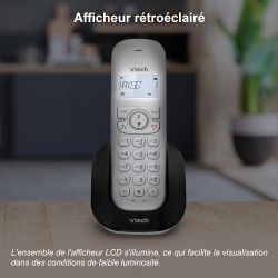 VTech CS1500 Téléphone sans Fil DECT à Double Charge avec Blocage d'appel, Identification de l'appelant/Appel en Attente, Haut-P