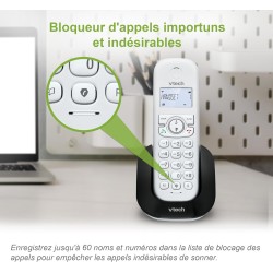 VTech CS1501 Téléphone sans Fil DECT à Deux combinés avec Blocage d'appel, Identification de l'appelant/Appel en Attente, Haut-P