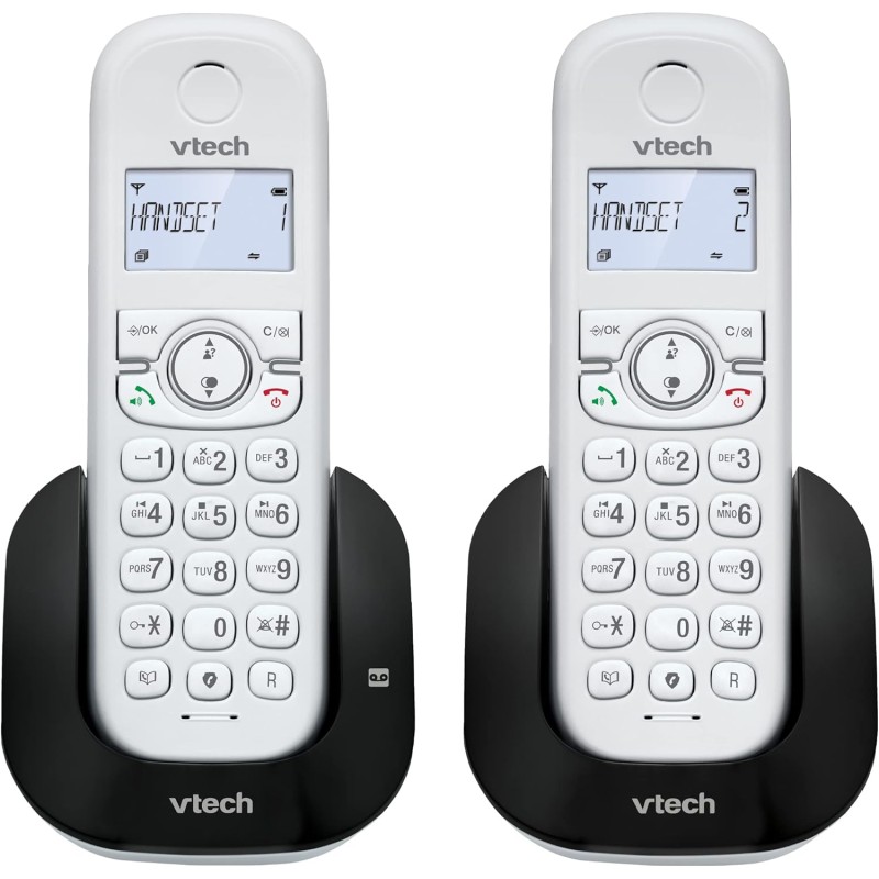 VTech CS1551 Téléphone sans Fil DECT à 2 combinés avec Chargeur, répondeur, Blocage d'appel, Identification de l'appelant/Appel 