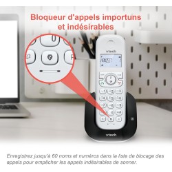 VTech CS1551 Téléphone sans Fil DECT à 2 combinés avec Chargeur, répondeur, Blocage d'appel, Identification de l'appelant/Appel 