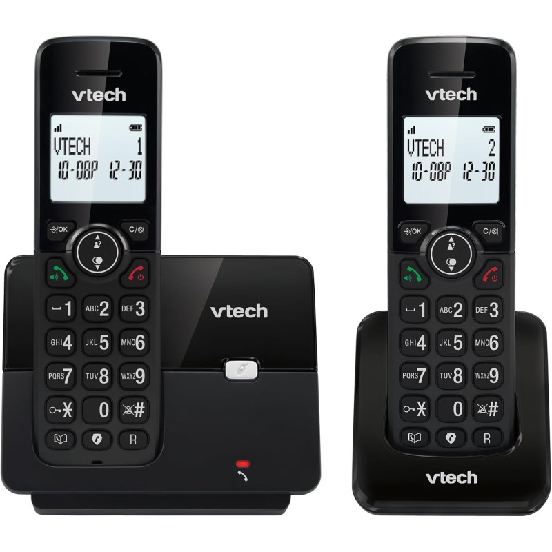 VTECH CS2001 Téléphone sans Fil DECT à 2 combinés pour la Maison avec bloqueur d'appels indésirables, Longue portée fiable jusqu