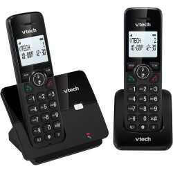 VTECH CS2001 Téléphone sans Fil DECT à 2 combinés pour la Maison avec bloqueur d'appels indésirables, Longue portée fiable jusqu