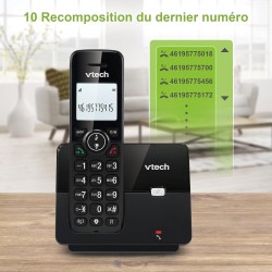 VTECH CS2001 Téléphone sans Fil DECT à 2 combinés pour la Maison avec bloqueur d'appels indésirables, Longue portée fiable jusqu